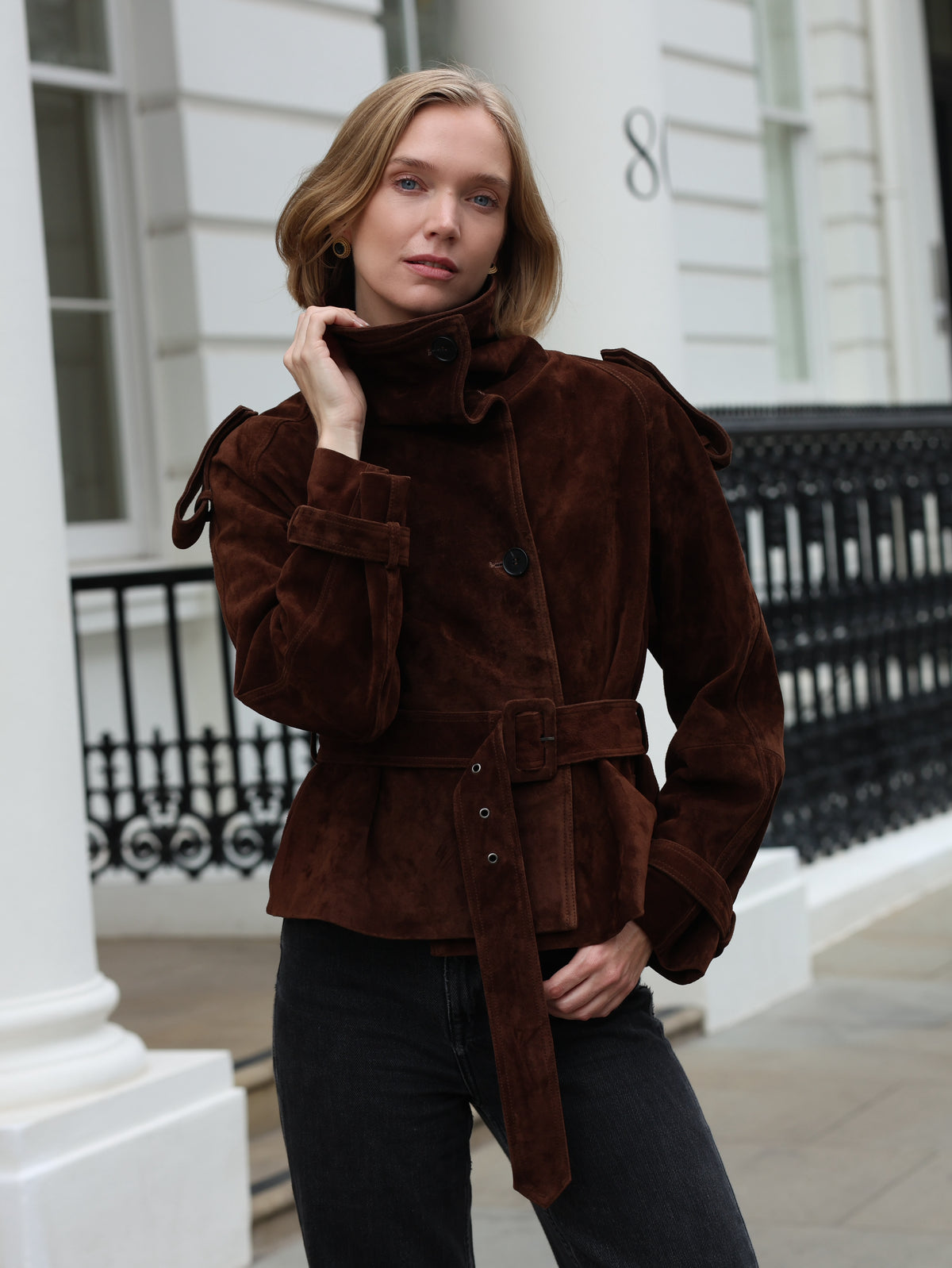 Hazel Suede Trench Jacket