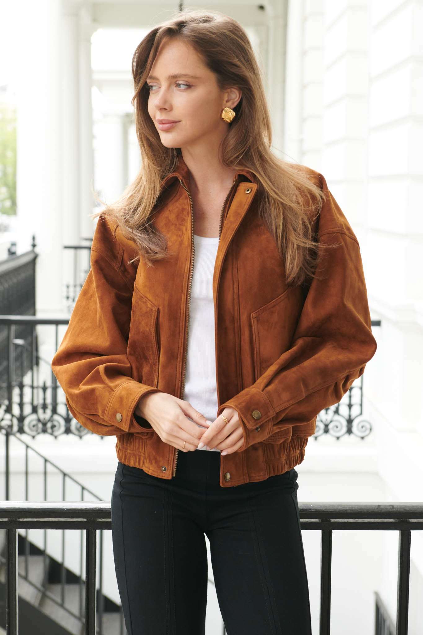 Leona Suede Bomber Jacket