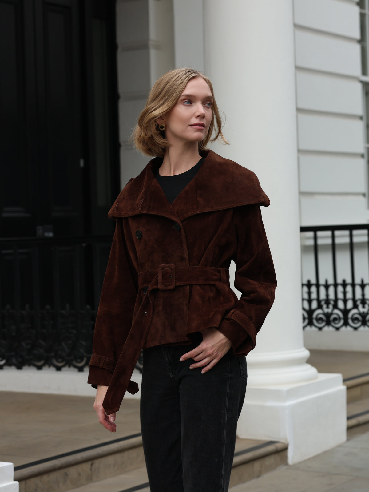 Hazel Suede Trench Jacket