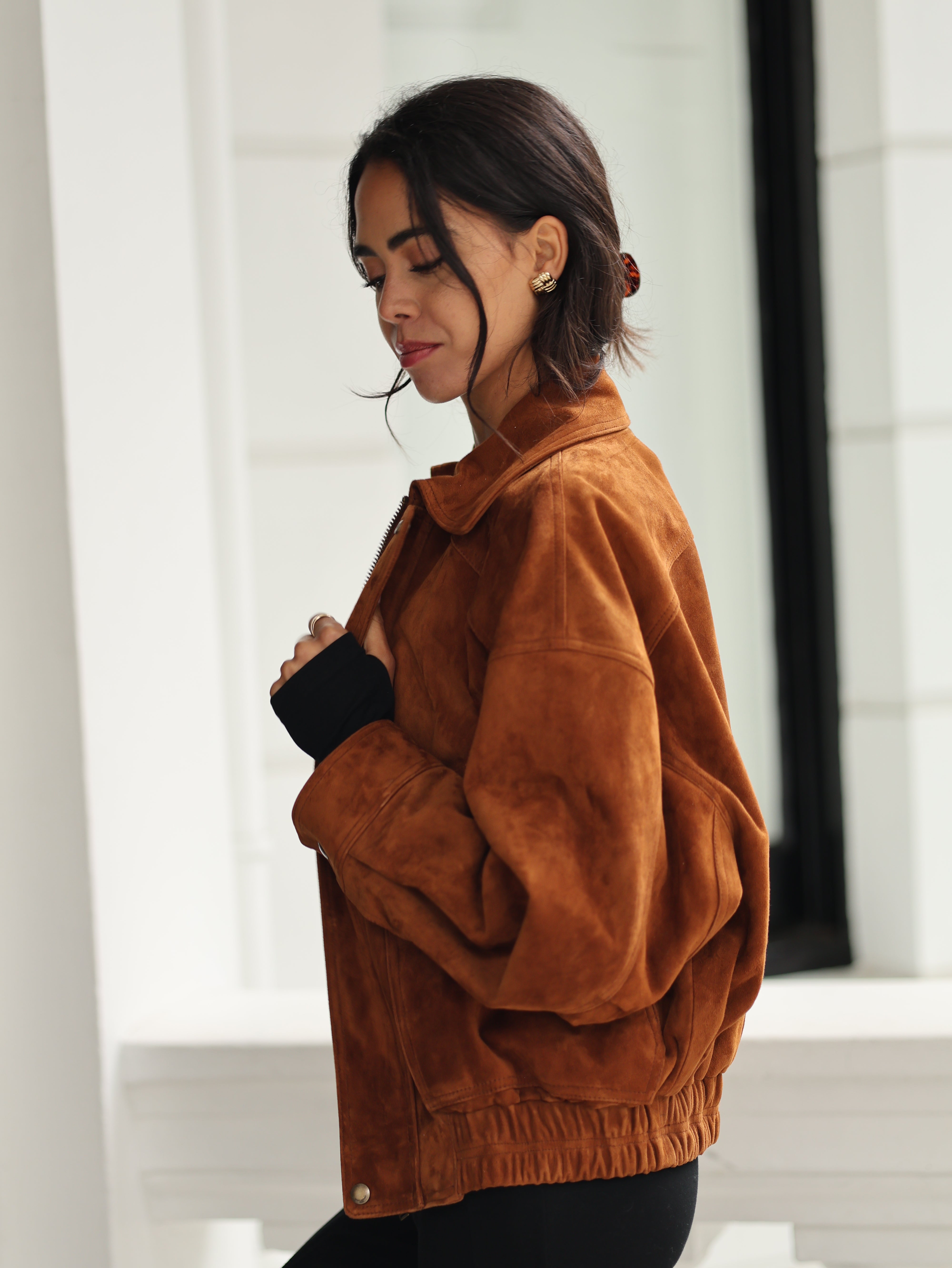 Leona Suede Bomber Jacket