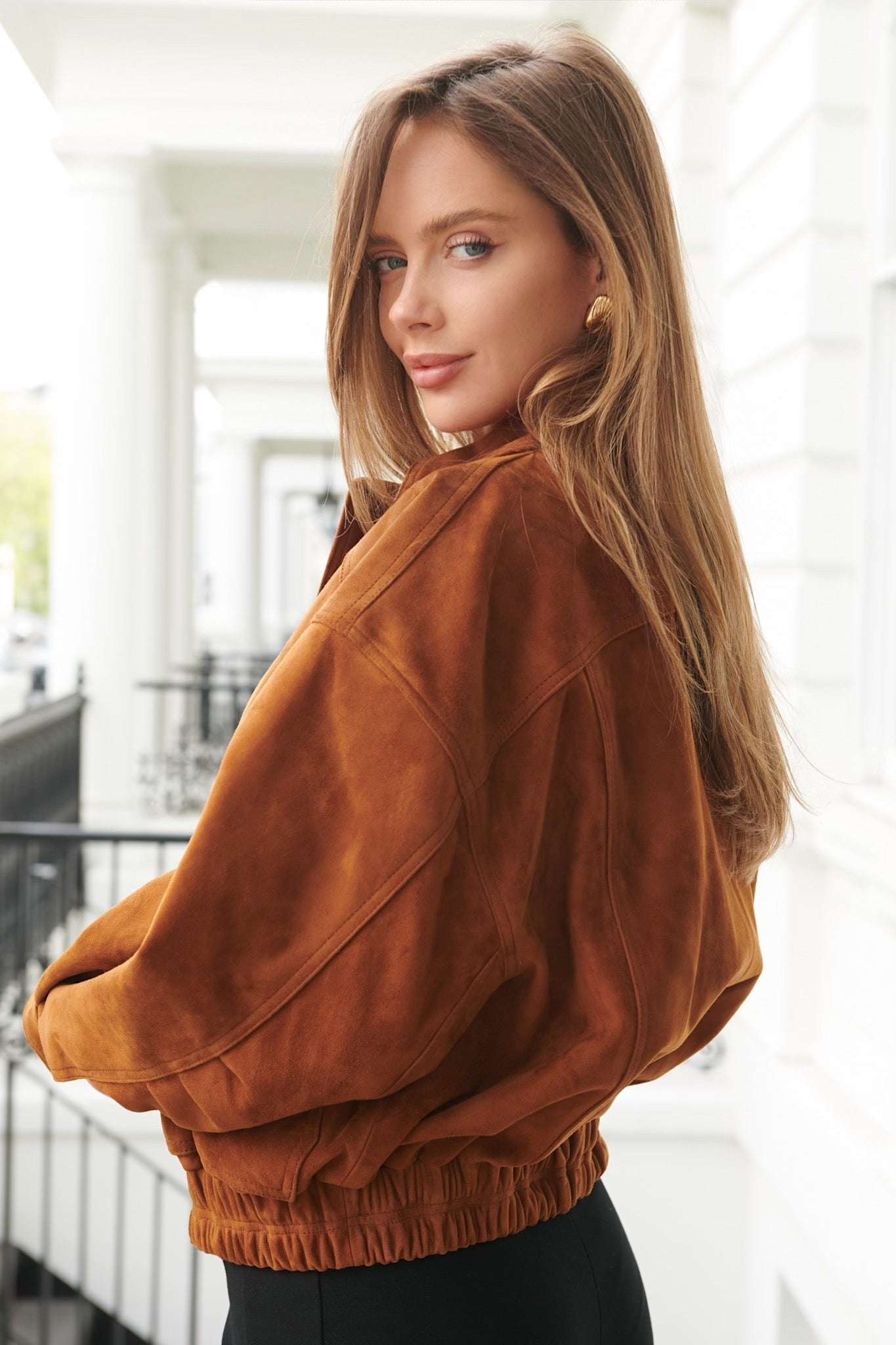 Leona Suede Bomber Jacket