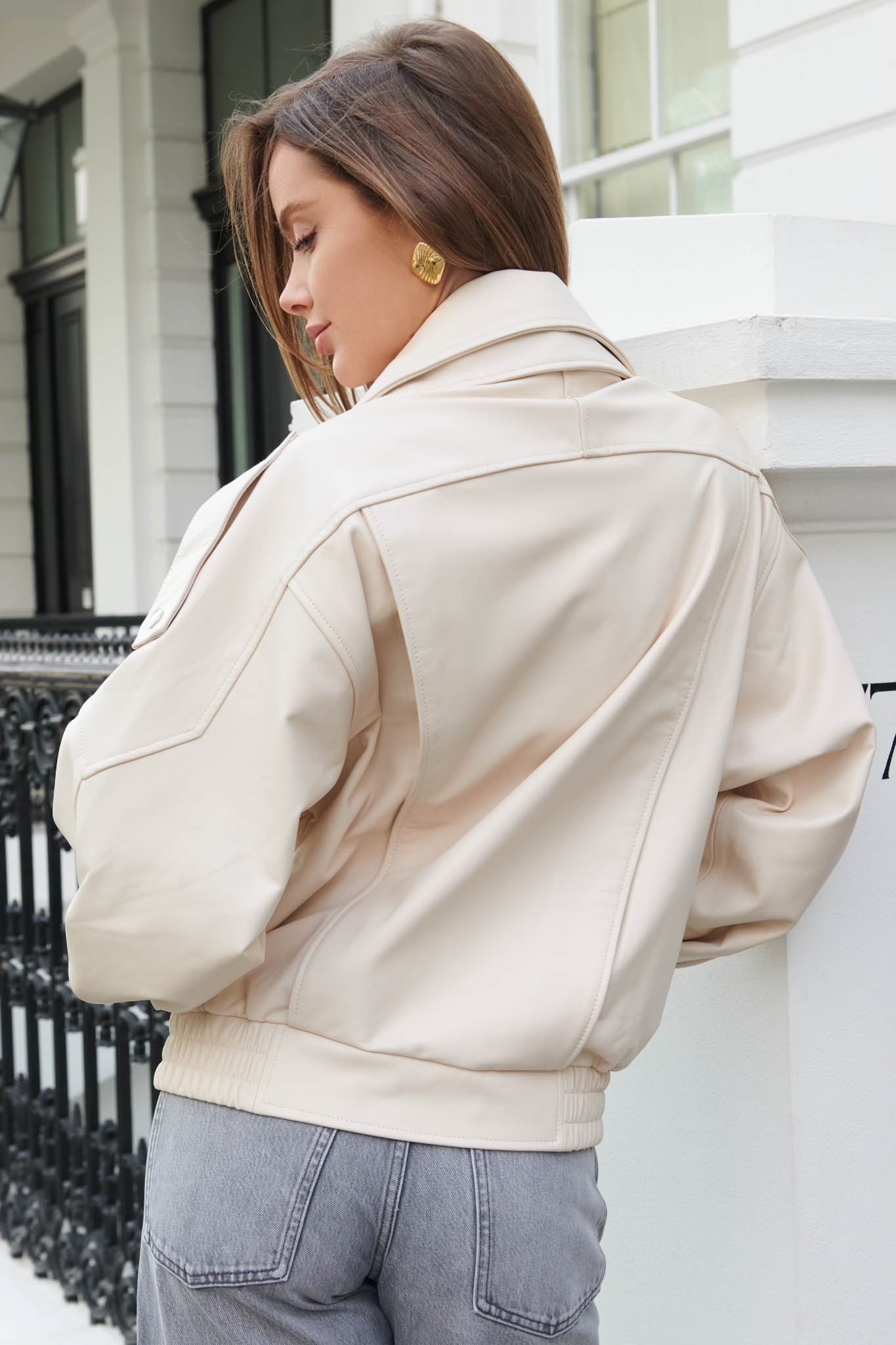 Daphne Leather Oversized Biker Jacket