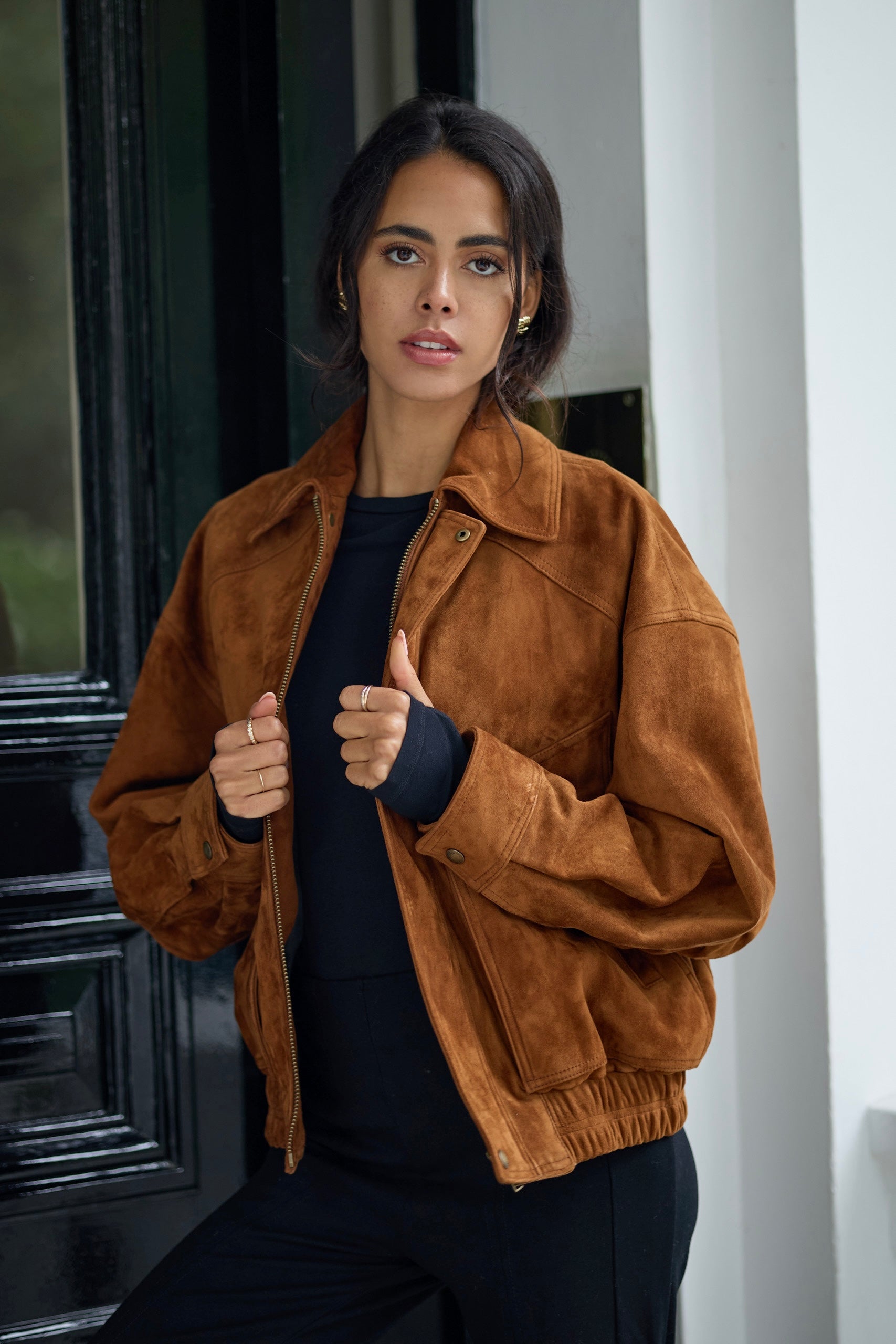 Leona Suede Bomber Jacket