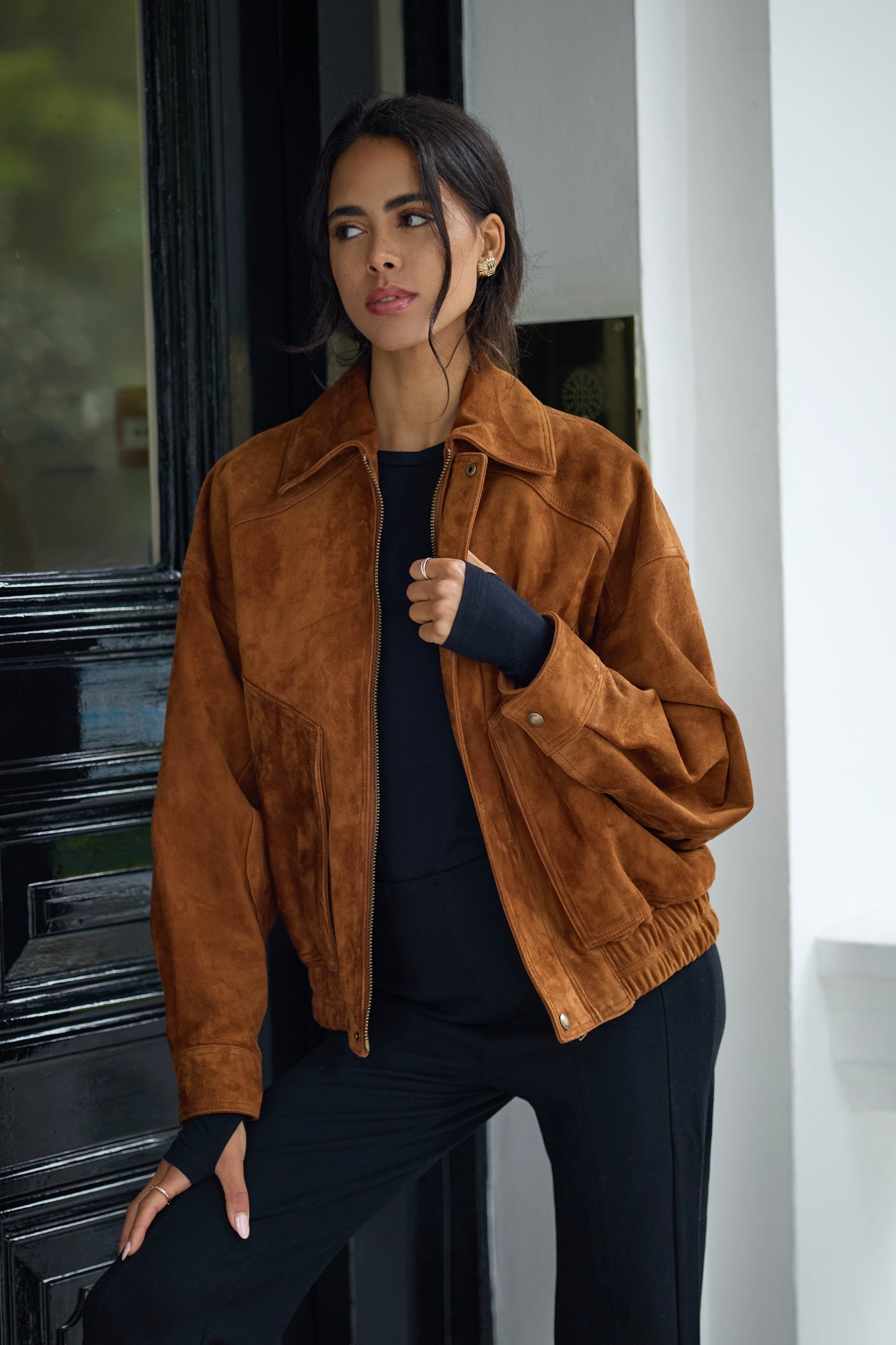 Leona Suede Bomber Jacket