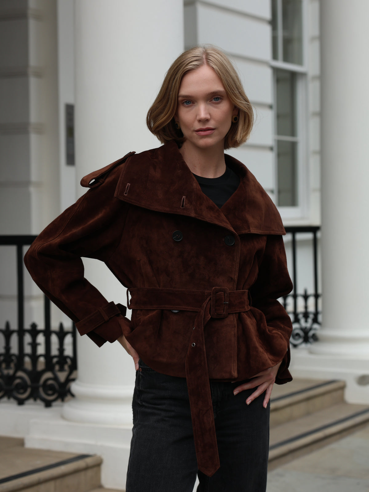 Hazel Suede Trench Jacket