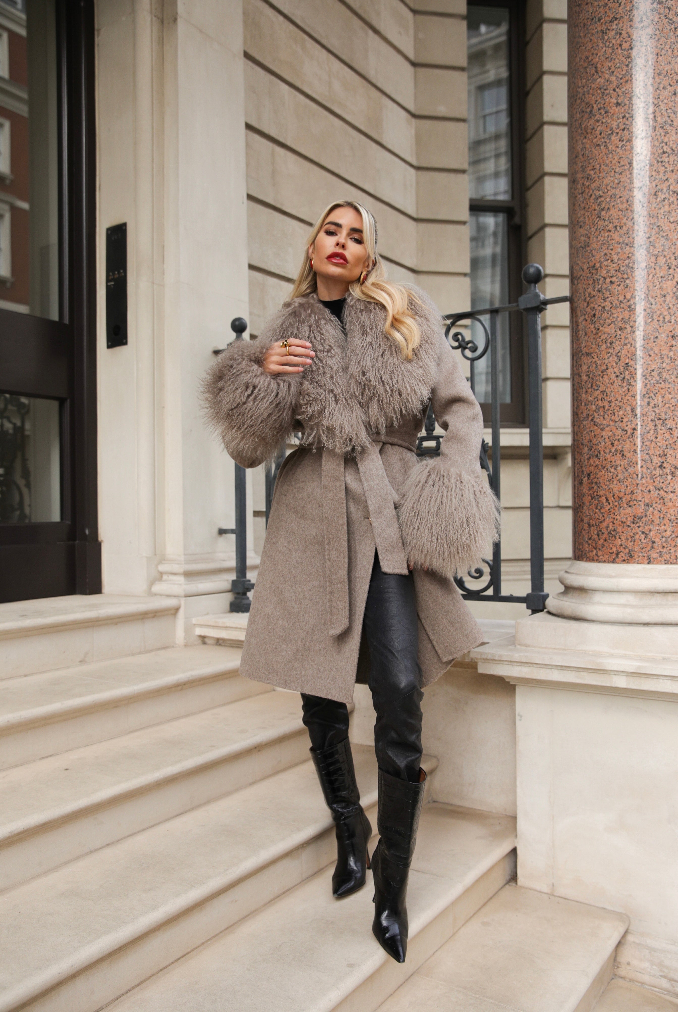 Zenia Mongolian Fur Coat - Annabelle London