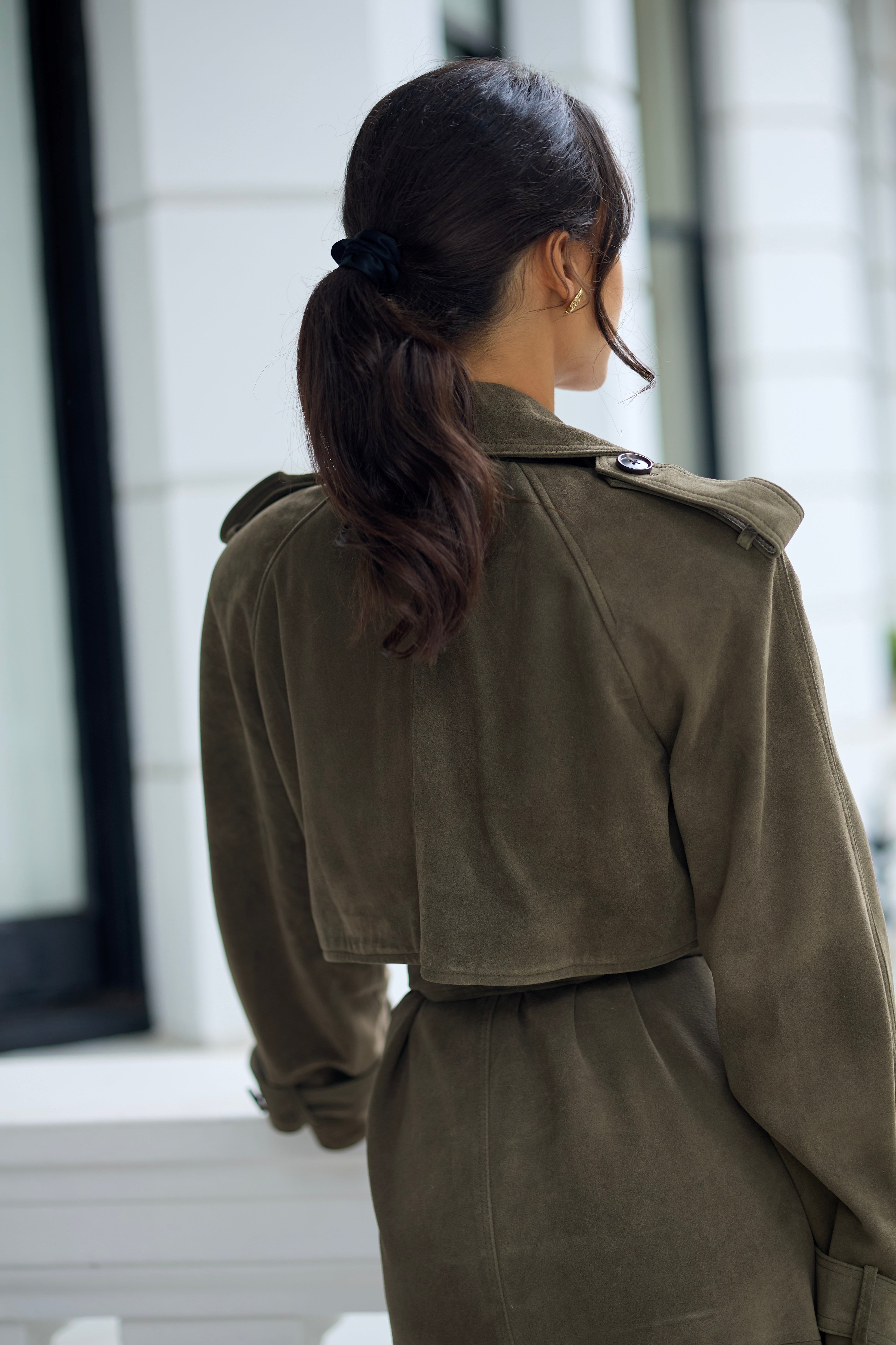 Indiana Khaki Suede Trench Coat