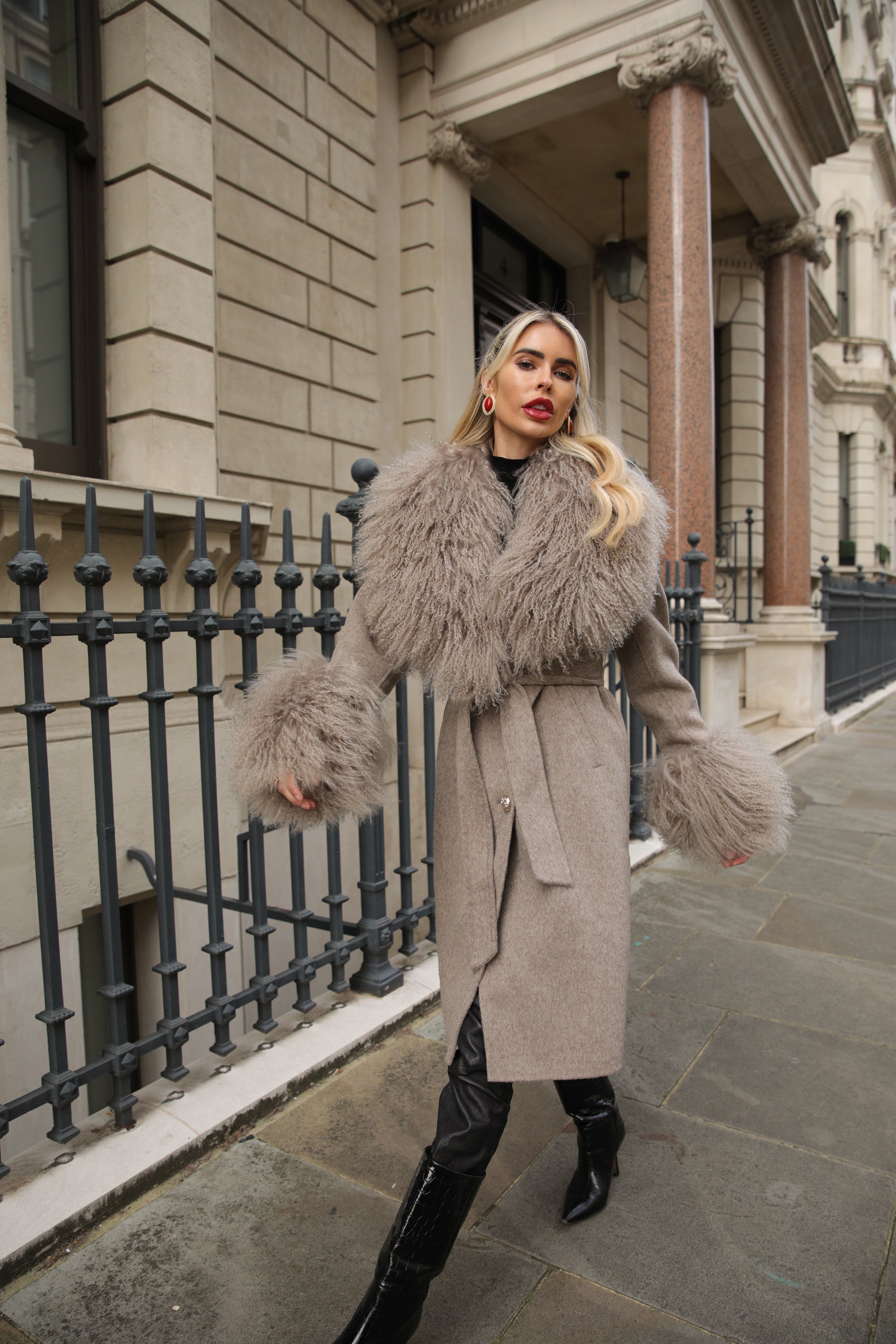 Zenia Mongolian Fur Coat - Annabelle London