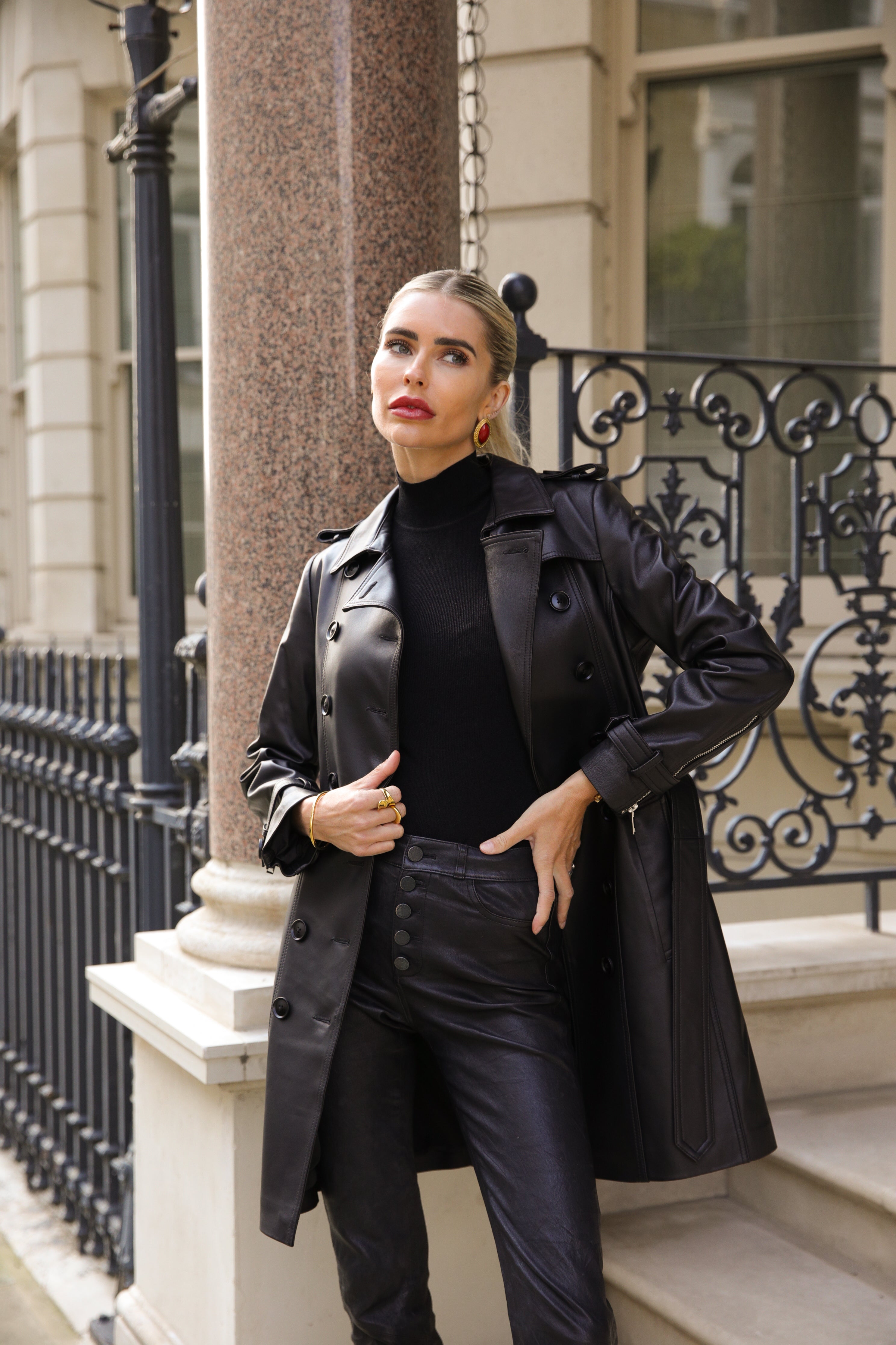 Sofia Leather Trench Coat - Annabelle London